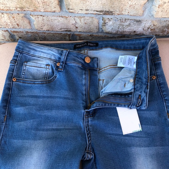 AMELIA JAMES Jackson Cotton Blend Mid Rise Blue Wash  Skinny Jeans XL - Picture 4 of 16